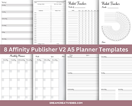 8 Affinity Publisher V2 A5 Planner Insert Templates With Full PLR and Commercial Use