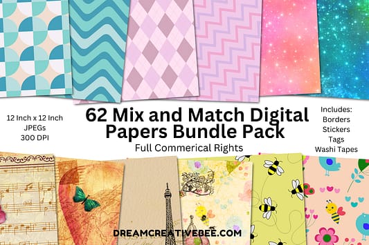 62 Mix and Matxh Digital Papers Pack